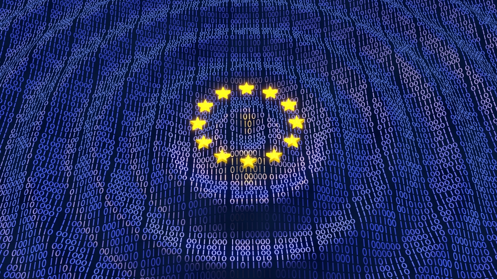 Stars of the EU flag against a textile background