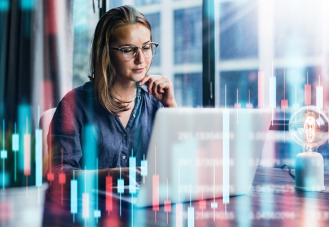 Girl checking ETFs